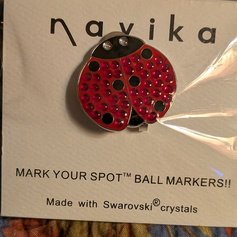 Red and Black Ladybug Ball Marker with Swarovski Crystals